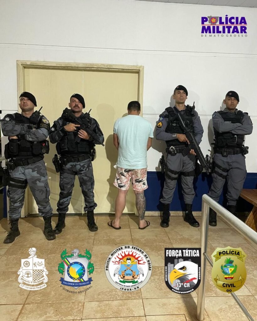 Ação conjunta entre PMMT e PMGO captura foragido em veículo na BR-158 em Água Boa-MT