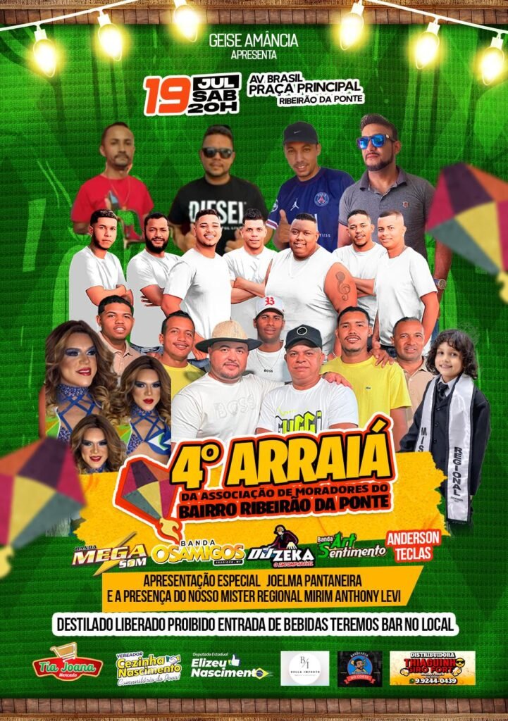 Festa junina do Bairro Ribeirão da Ponte acontece neste sábado com shows e comidas típicas