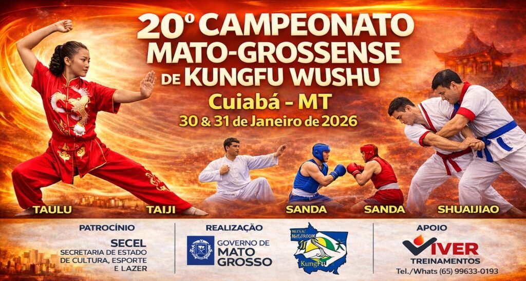 Federação convida população ao 20º Campeonato Mato-grossense de KungFu