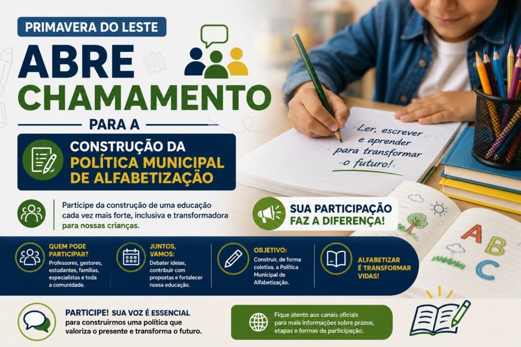 Primavera do Leste abre chamamento para construção da Política Municipal de Alfabetização